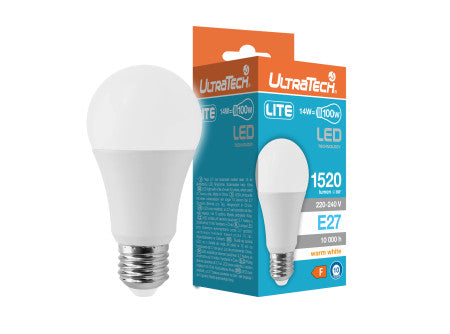 Ultratech led normál izzó e27 14w lite 1520lm 4000k 180° 10000óra