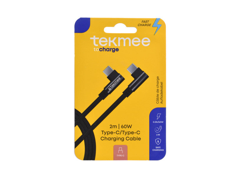 Tekmee gyorstöltő kábel (fekete) 2 m 60w type-c