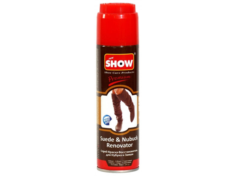 SHOW Velúr és Nubuk bőr helyreállító spray kefés kupakkal 250 ml - sötétbarna